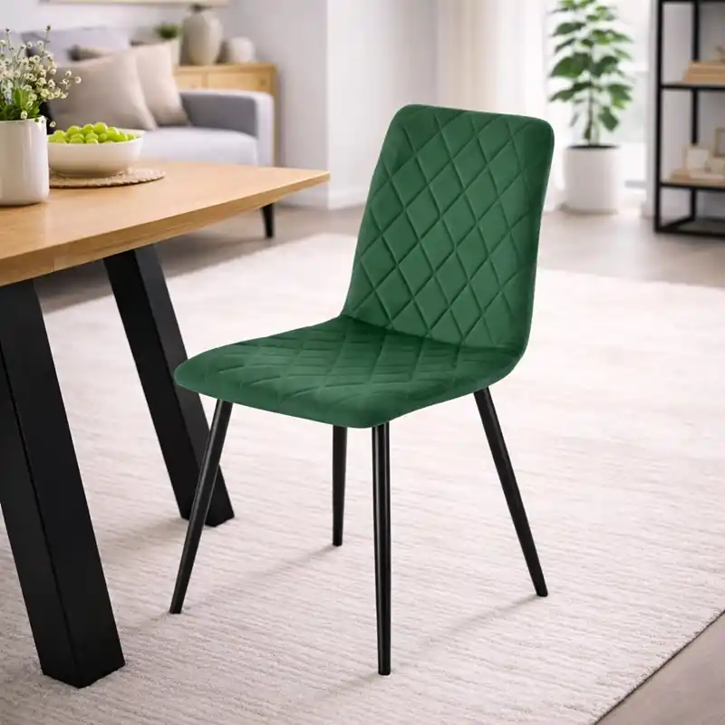 Ordina Subito Sedia imbottita da pranzo moderna tessuto metallo verde Core