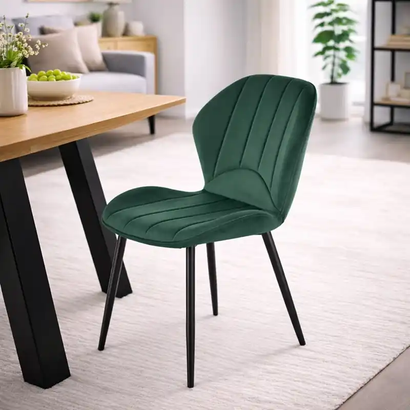 Sedia imbottita da pranzo moderna tessuto metallo verde Grid A Buon Prezzo