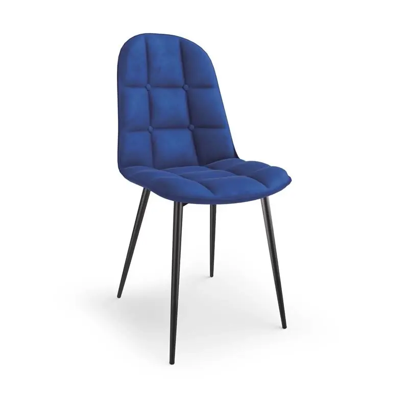 Sedia imbottita da pranzo moderna tessuto velluto blu Miro Prezzo Ridotto