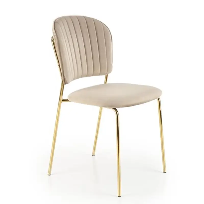 Sedia moderna da pranzo velluto beige oro Luxor Solo Oggi
