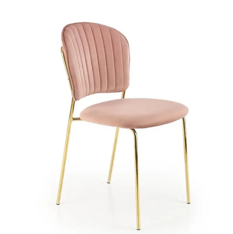Pagamento Sicuro Sedia moderna da pranzo velluto rosa oro Luxor