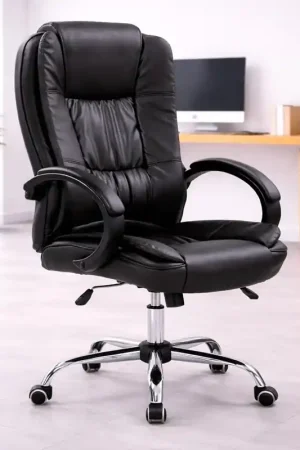 Consegna Rapida Sedia ufficio direzionale girevole con braccioli regolabile ergonomica nero Boss