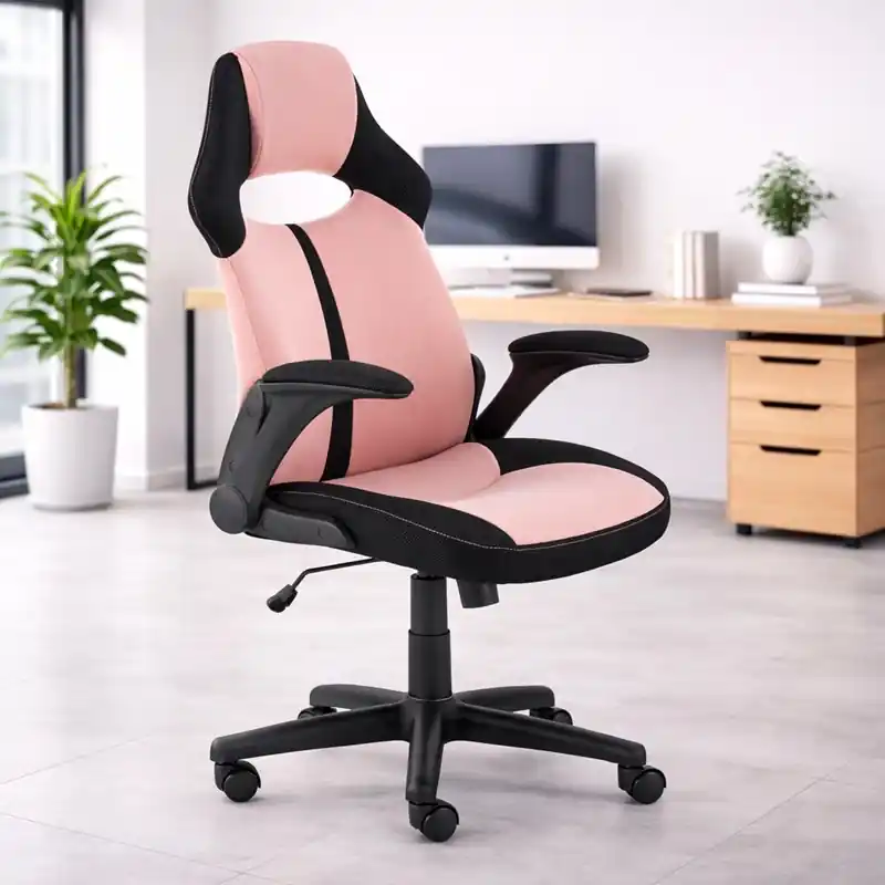 Offerta Speciale Sedia ufficio girevole con braccioli regolabile ergonomica nero rosa Billy