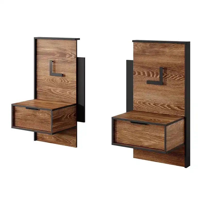 Set 2 comodini moderni 49xH102 con led design quercia antracite Althea Spedito Oggi