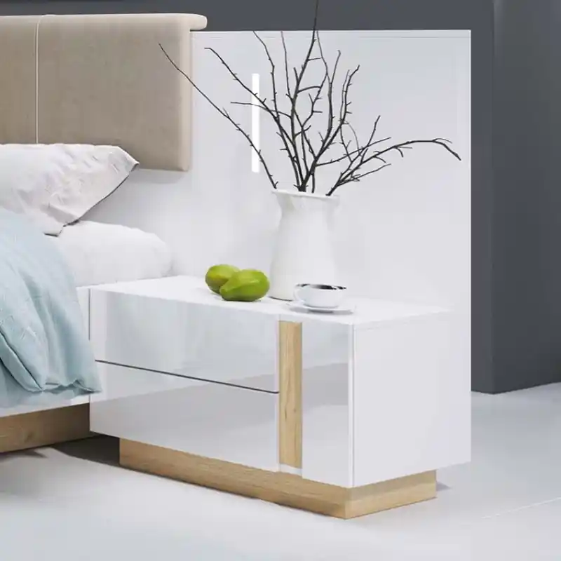Must-Have Set 2 comodini moderni 60xH102 design bianco lucido rovere Theo