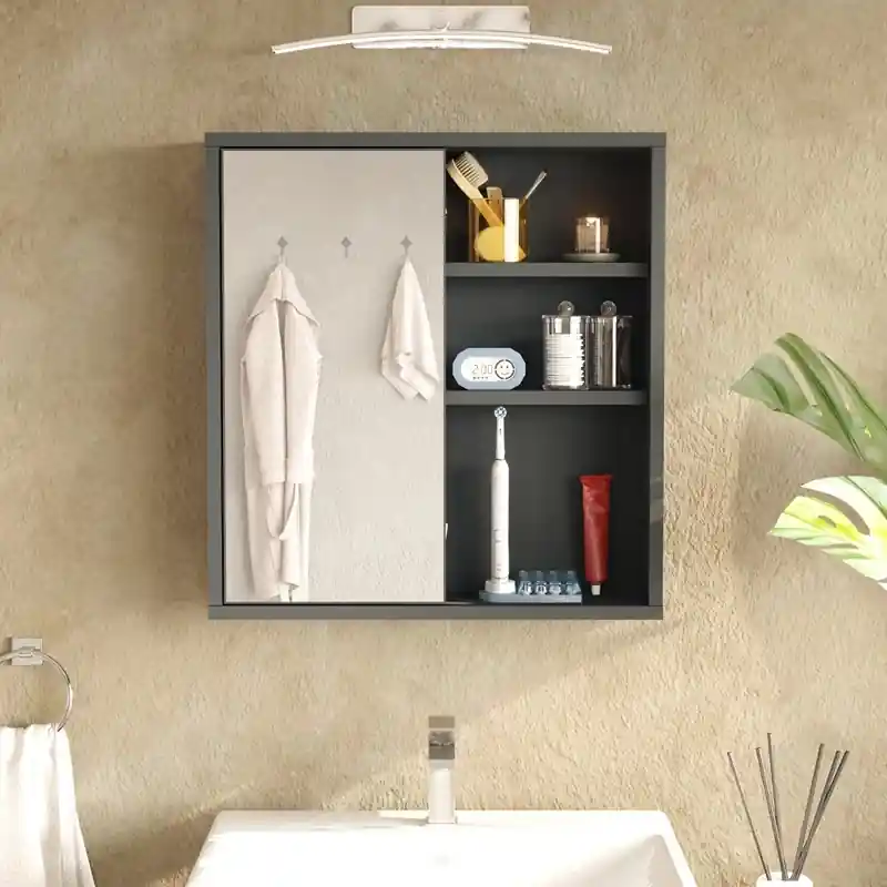 Saldi Specchio bagno pensile 2 mensole moderno 60xH64 antracite Prisma-S