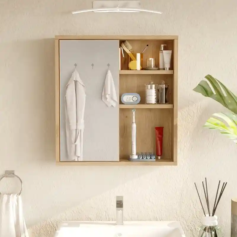 Specchio bagno pensile 2 mensole moderno 60xH64 rovere Prisma-S Miglior Prezzo