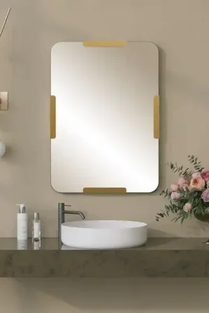 A Buon Prezzo Specchio da bagno decorativo moderno 50xH70 design oro Fure