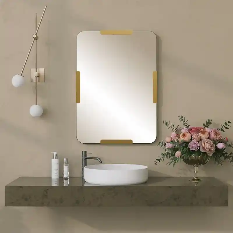 A Buon Prezzo Specchio da bagno decorativo moderno 50xH70 design oro Fure