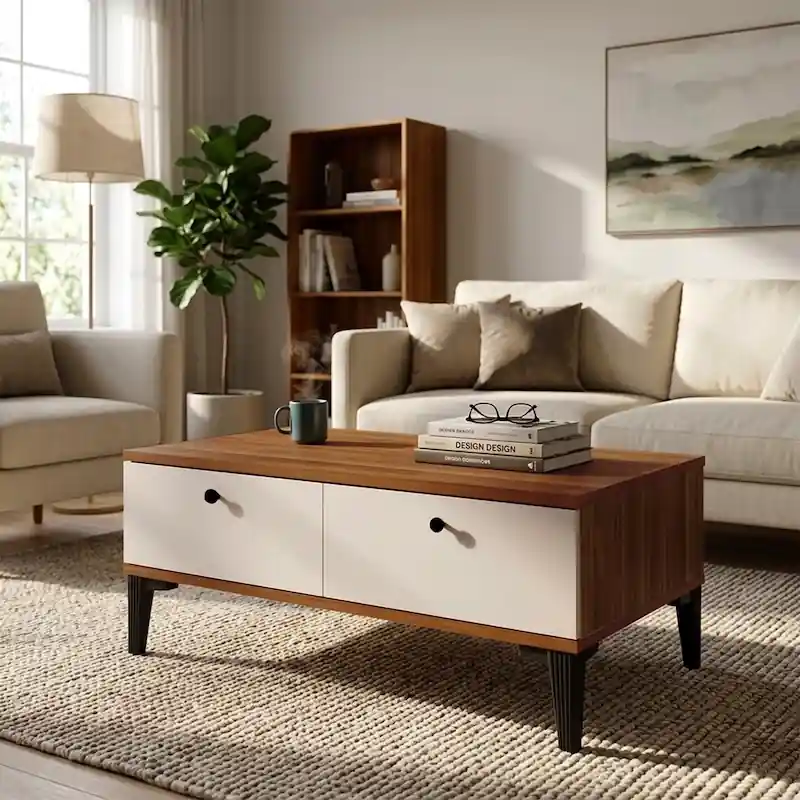 Offerta Speciale Tavolino salotto moderno 90xH39 noce beige Luco