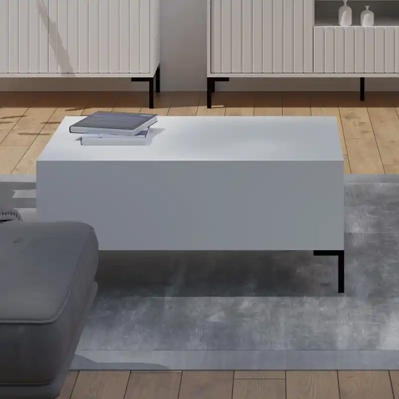 Prezzo Di Fabbrica Tavolino salotto soggiorno moderno basso 105xH46 bianco Alvin