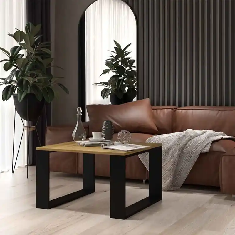 Tavolino soggiorno moderno basso 67xH40 cm rovere scuro nero Austin Affare