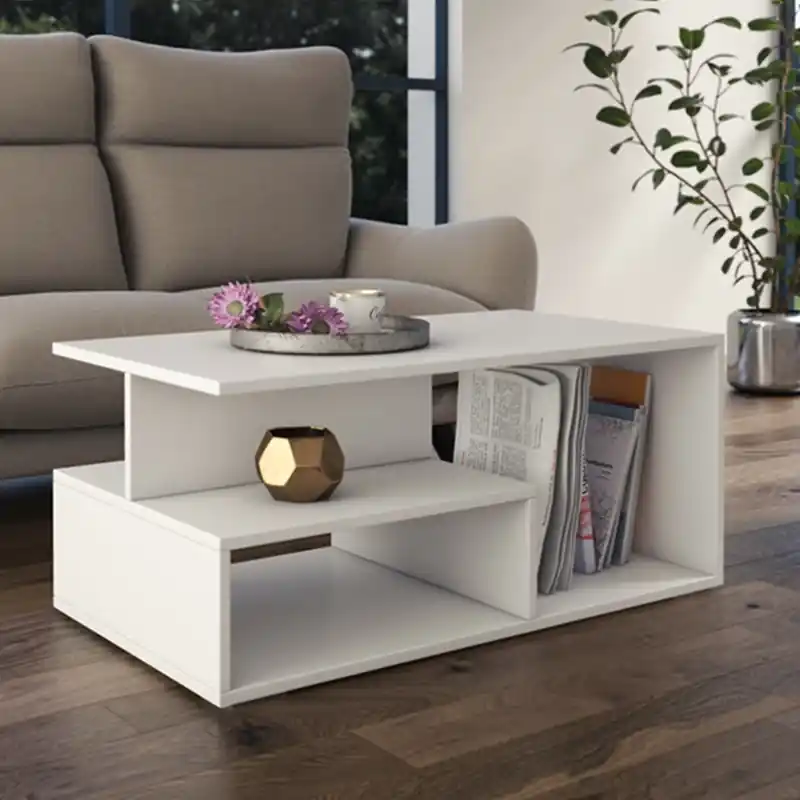 Ultimissimo Modello Tavolino soggiorno moderno basso 90xH43 cm bianco opaco California