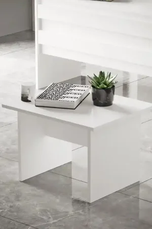 Tavolino ufficio attesa design legno 60xH46 cm bianco Task Occasione Imperdibile