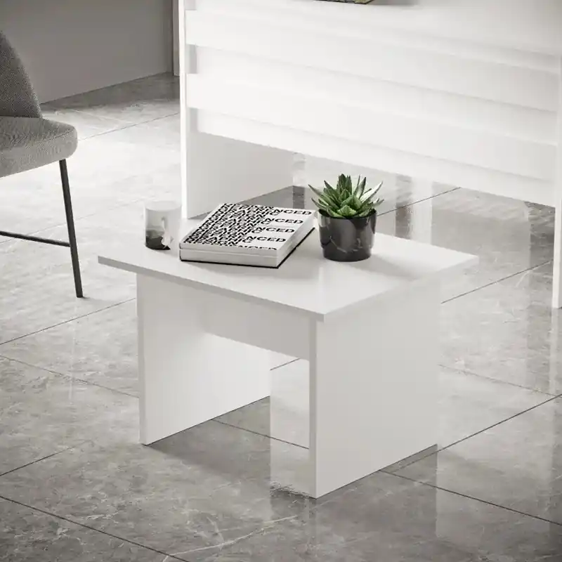 Tavolino ufficio attesa design legno 60xH46 cm bianco Task Occasione Imperdibile