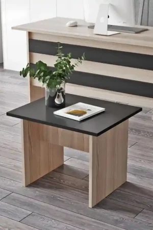 Economico Tavolino ufficio attesa design legno 60xH46 cm rovere nero Task