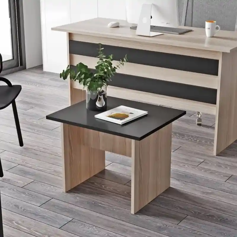 Economico Tavolino ufficio attesa design legno 60xH46 cm rovere nero Task