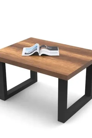 Tavolino ufficio attesa design legno 80xH43 cm rovere scuro Wonder Offerta Del Giorno