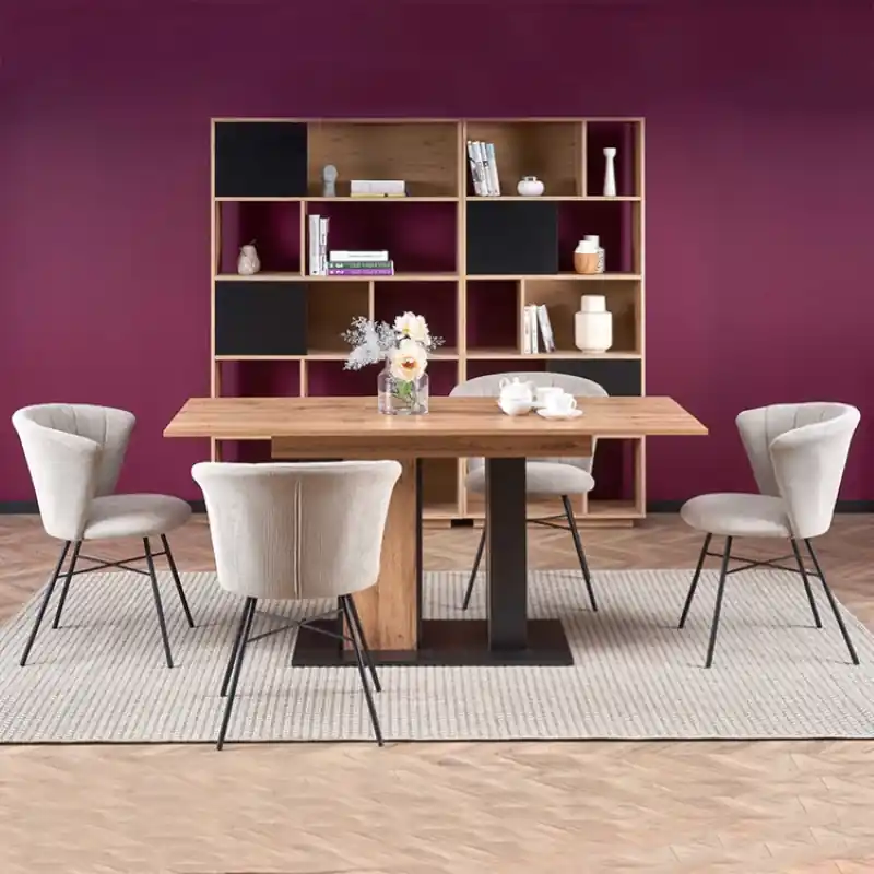 Offerta Del Giorno Tavolo allungabile 130/175 da pranzo moderno rettangolare rovere nero Meagan
