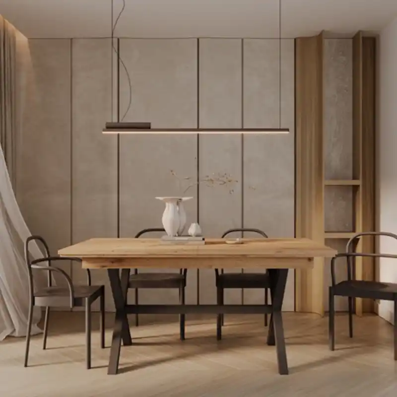 Vendita Finale Tavolo allungabile da pranzo moderno gambe metallo 160/200 rovere nero Toscana