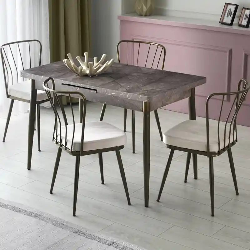 Novità Tavolo allungabile moderno da pranzo 120-150 cm marmo marrone Viano