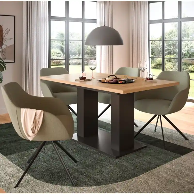 Prezzo Ridotto Tavolo allungabile moderno da pranzo 150/190 antracite rovere Eclea