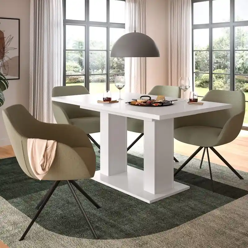 Prezzo Conveniente Tavolo allungabile moderno da pranzo 150/190 bianco Eclea