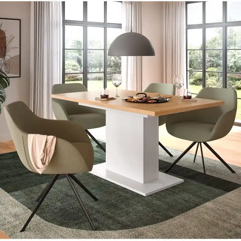 Offerta Speciale Tavolo allungabile moderno da pranzo 150/190 bianco rovere Opera