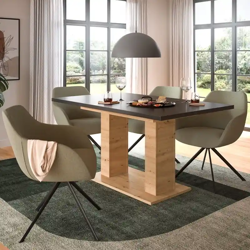 Compra Adesso Tavolo allungabile moderno da pranzo 150/190 rovere antracite Eclea