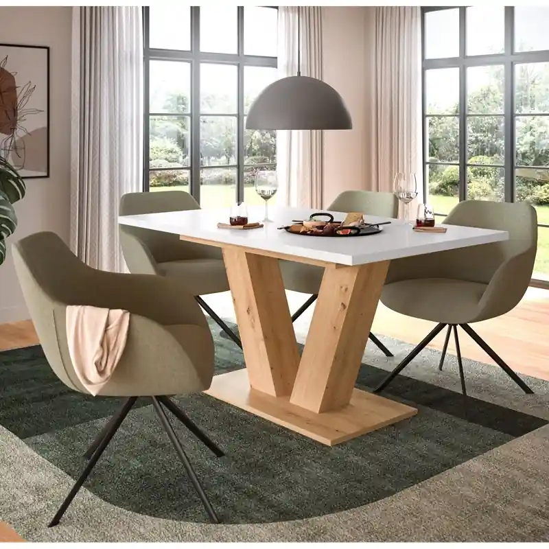 Saldi Tavolo allungabile moderno da pranzo 150/190 rovere bianco Magnolia