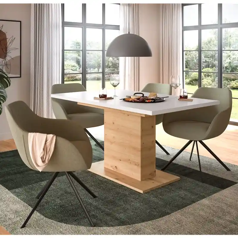 Tavolo allungabile moderno da pranzo 150/190 rovere bianco Opera Promozione