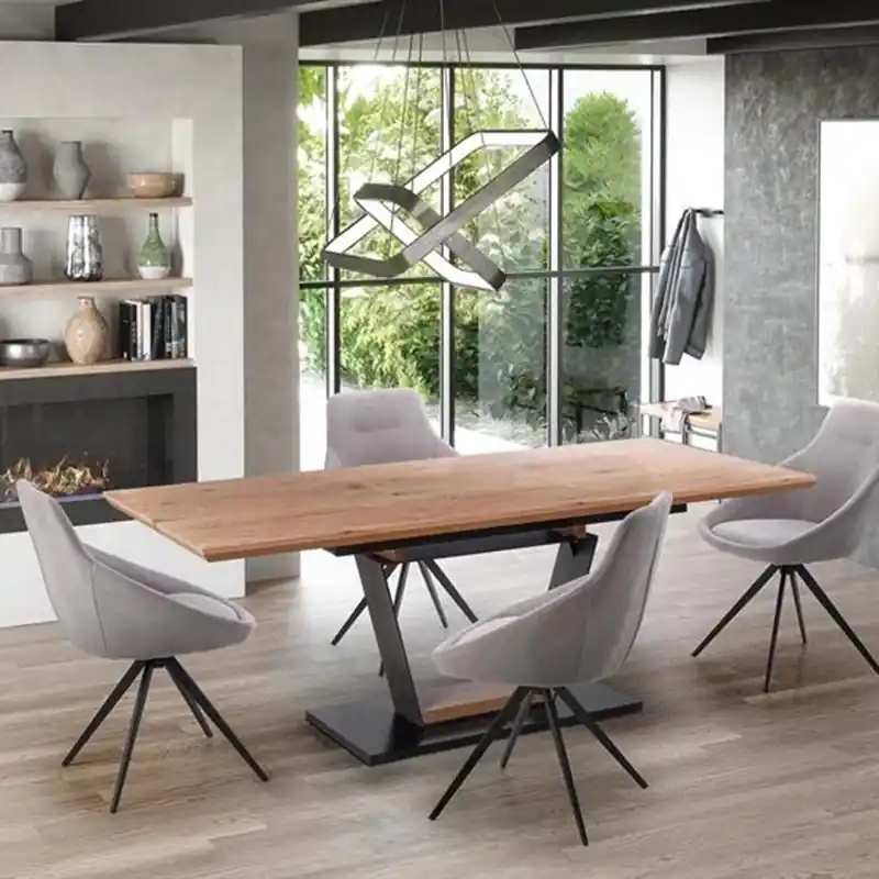 Economico Tavolo allungabile moderno da pranzo 160/220 rovere dorato nero Lino