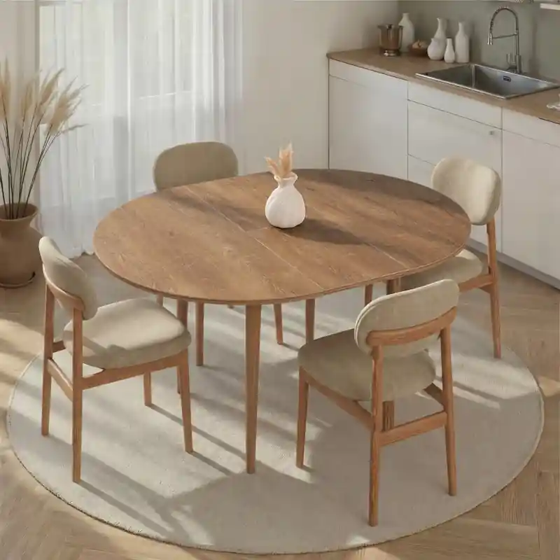 Miglior Prezzo Tavolo allungabile moderno rotondo 100x100 cm rovere scuro Parma