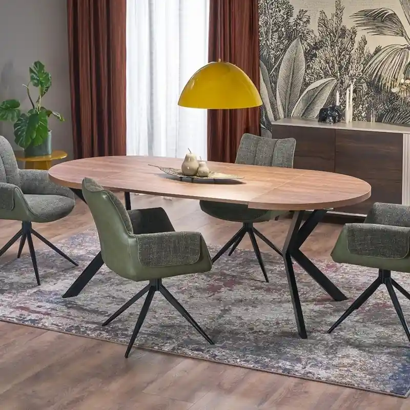 Must-Have Tavolo allungabile rotondo moderno da pranzo 100/250 noce nero Vex