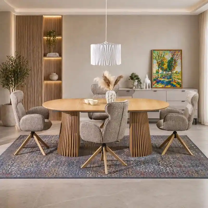 Tavolo allungabile rotondo moderno da pranzo 120/210 rovere Novis Compra Adesso