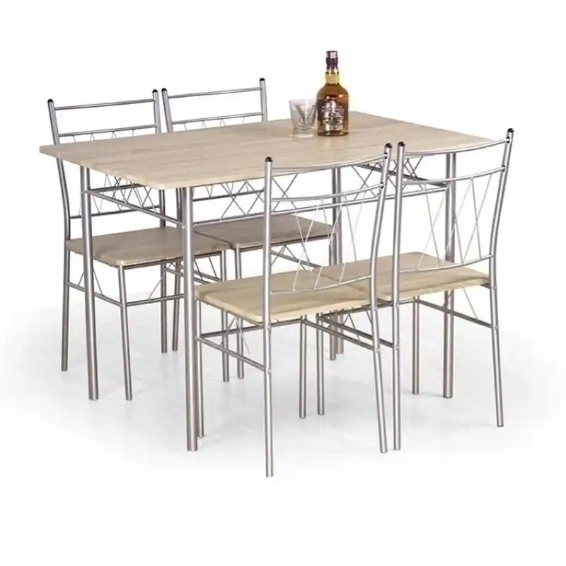 Novità Tavolo con 4 sedie moderno design 110x70 rovere acciaio Morena