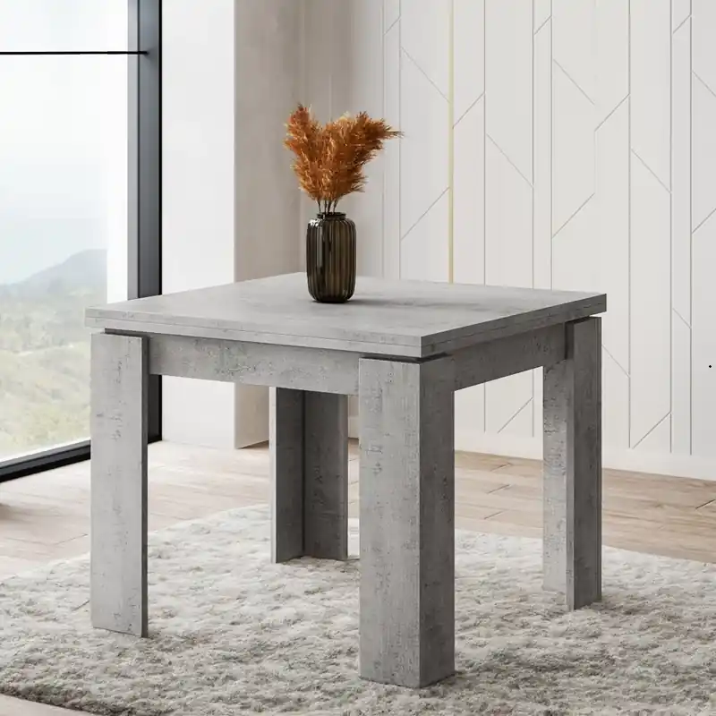 Professionale Tavolo da pranzo allungabile quadrato moderno 90/180 cm grigio cemento Noro