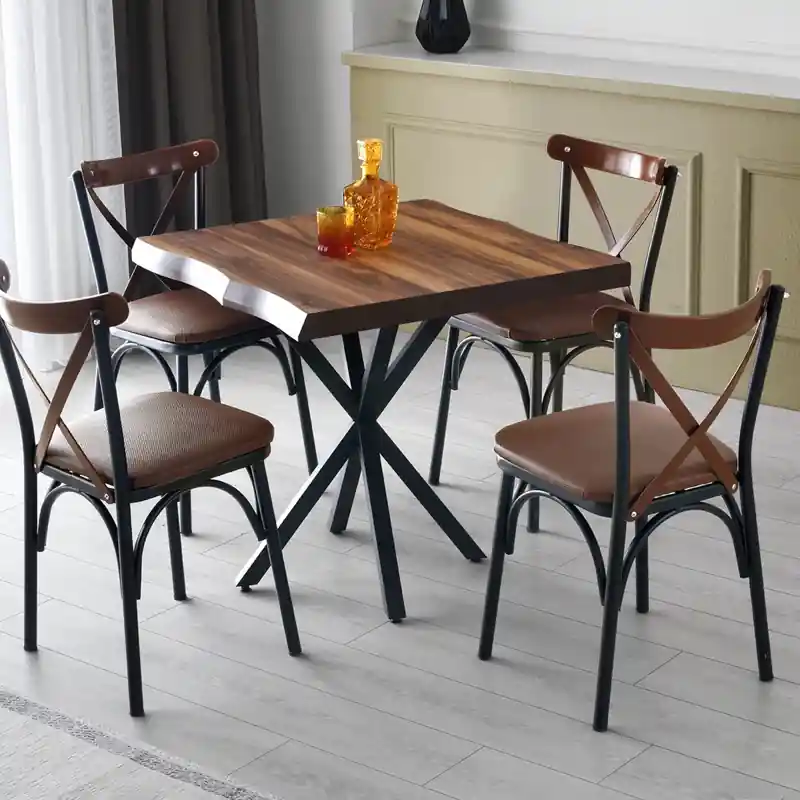 Offerta Tavolo da pranzo classico quadrato 80x80 cm noce Dona