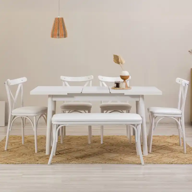 Miglior Prezzo Tavolo moderno allungabile da pranzo rettangolare 130-165 cm bianco Matera