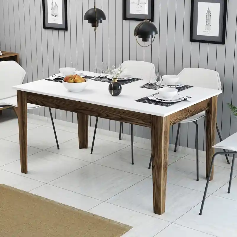 Offerta Limitata Tavolo moderno da pranzo rettangolare 145x88 cm noce bianco Parigi