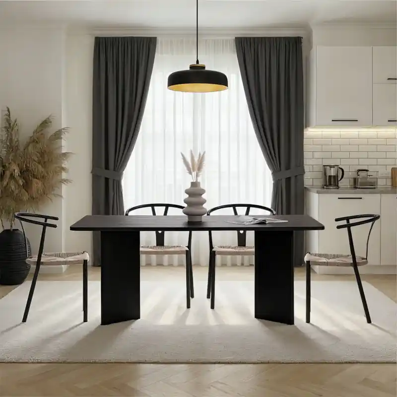 Vendita Finale Tavolo moderno da pranzo rettangolare 180x90 cm legno nero Cadice
