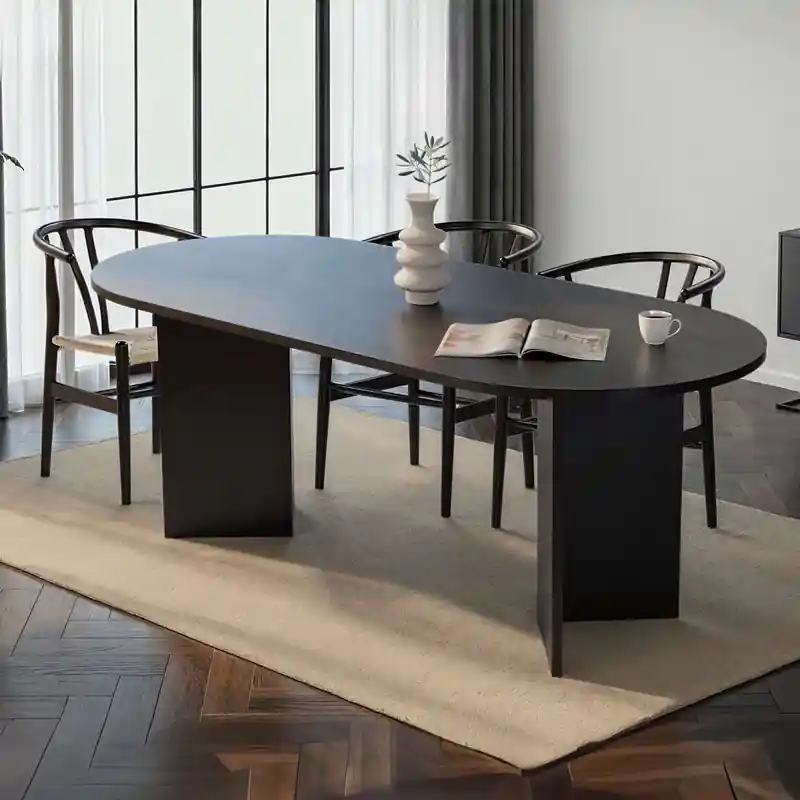Tavolo moderno da pranzo rettangolare 200x90 cm legno nero Ferrara Compra Adesso