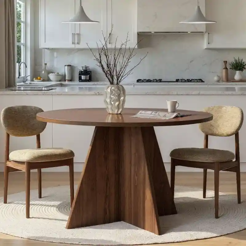 Promozione Esclusiva Tavolo moderno da pranzo rotondo 120x120 cm noce Segovia