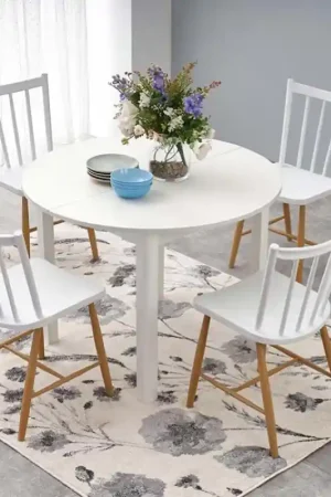 Vendita Finale Tavolo rotondo allungabile 102/142 cm moderno design bianco Lucca