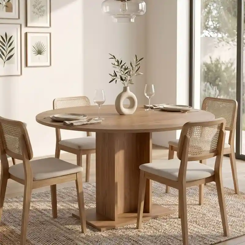 Promozione Tavolo rotondo da pranzo moderno 90 noce Guria