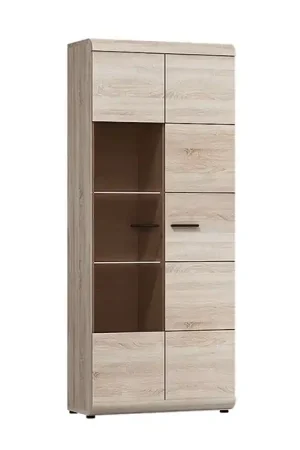 Vetrina alta moderna soggiorno 2 ante 80xH194 rovere chiaro Nature Ultime Pezzi