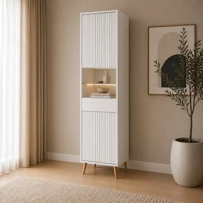 Vetrina vetrinetta moderna soggiorno 47xH193 bianco Elisir Offerta Lampo