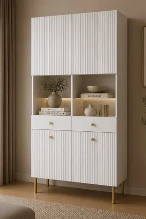 Vetrina vetrinetta moderna soggiorno 91xH193 bianco Gulia Offerta