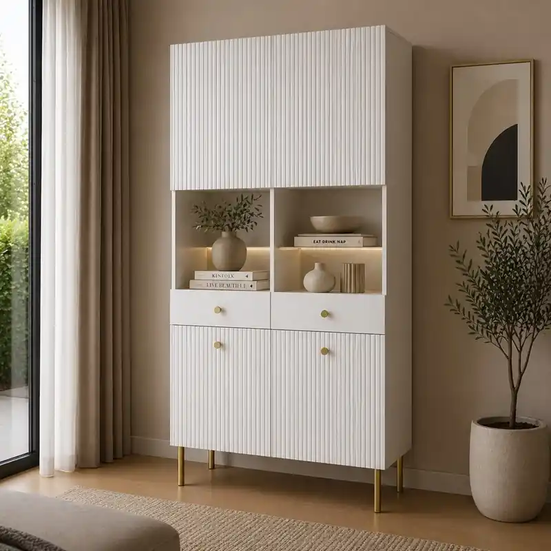 Vetrina vetrinetta moderna soggiorno 91xH193 bianco Gulia Offerta