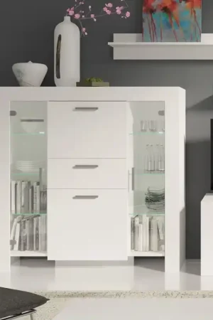 Vetrinetta mobile contenitore buffet 130xH131 bianco Yuma Saldi